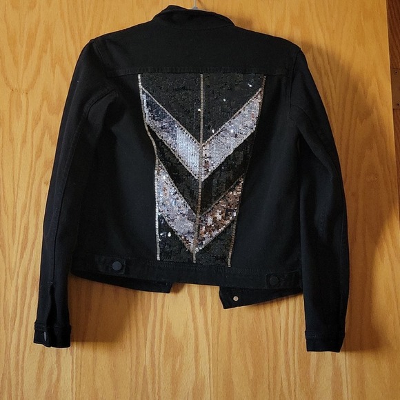 L'AGENCE Celine black denim jacket with sequins size XS - Picture 7 of 12